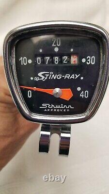 Schwinn Vtg Stingray Bicycle Speedometer 20 Inch Speedo Drive & Cable Used Clean