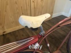 Sears Vintage Red Beach Cruiser Bicycle with Tank, Fenders, Steel Frame
