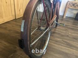 Sears Vintage Red Beach Cruiser Bicycle with Tank, Fenders, Steel Frame