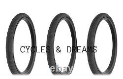 Three All Black Vintage Schwinn Bike S7 Tires, 20 X 1-3/4 Brick, Fits S7 Wheel