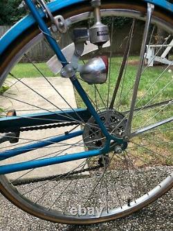 Used Vintage 1960s Scwhinn World Tourist Bicycle Blue works good