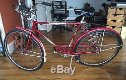 Vintage Lightweight Mens Red 1955 Schwinn Varsity 3 Speed Bicycle Boys 26 W11