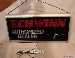 Vintage Schwinn Authorized Bicycle Dealer Sign+clock Phantom Stingray Krate B6