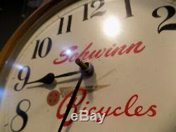 VINTAGE SCHWINN BICYCLE DEALER CLOCK 1960s HIGH WHEEL STINGRAY KRATE CORVETTE