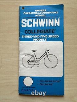 VINTAGE Schwinn Collegiate Bicycle 1984 Mens 26 Blue 3 Speed Mint Condition