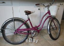 VINTAGE schwinn 20 inch girls hollywood purple bike with vintage basket