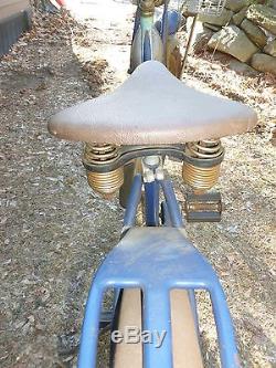 VTG 1940s LADIES SCHWINN PANTHER BALLOON TIRE BICYCLE 2 TONE BLUE ORIGINAL NICE