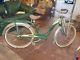 Vtg 1940s Ladies Schwinn Panther Balloon Tire Bicycle 2 Tone Green All Original