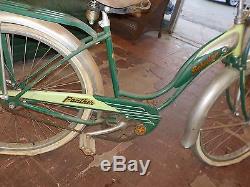 VTG 1940s LADIES SCHWINN PANTHER BALLOON TIRE BICYCLE 2 TONE GREEN ALL ORIGINAL