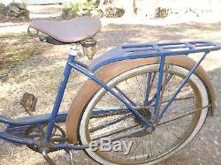 VTG 1950 LADIES SCHWINN PANTHER BALLOON TIRE BICYCLE 2 TONE BLUE ORIGINAL NICE