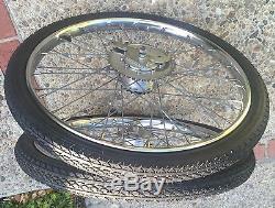 Vtg Schwinn Motorcycle Bike Drum Brake Rims Marked Worksman Motobike Whizzer