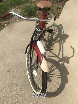 Vintage 1930s Prewar Schwinn Mead Ranger Mens Bicycle Red & White Project Bike