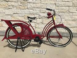 Vintage 1935 Elgin Skylark Ladies Balloon Tire Tank Rack Bicycle