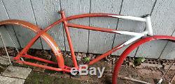 Vintage 1936 Prewar Schwinn Model C Excelsior Straight Bar Bicycle Frame Fenders