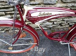 Vintage 1948 Schwinn Autocycle B-6 Balloon Tire Tank Bicycle