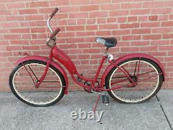 Vintage 1950 Red Schwinn 17 Women's Girls Panther  Bicycle