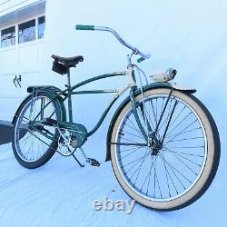 Vintage 1950 Schwinn D-13 Bicycle Hunter Green Excellent Condition Torpedo Light