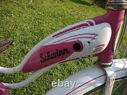 Vintage 1950s Schwinn Starlet 1952 Pink Womans Ladies Bicycle 24 Bike Jun. 1952