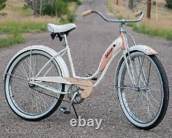 Vintage 1952 Pink White Ladies Schwinn STARLET Cruiser Bicycle HollywoodTankBike
