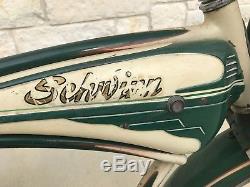 Vintage 1952 Schwinn Autocycle B6 Men's Balloon Tire Tank Rack Bicycle