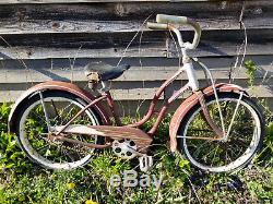 Vintage 1953 SCHWINN Bike Antique Fat Tire Bicycle 20 BALLOON TIRE TANK RACK
