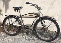 Vintage 1954 Schwinn B-6 Straight-Bar Fat Tire Tank Bike Triple Speed Drum Brake