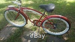 Vintage 1955 Schwinn Hornet Bicycle 24 Duro Balloon Boys Red Cruiser VG