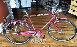 Vintage 1955 Schwinn Men Varsity 3 Speed Bicycle 21 Frame Red Boys 26 Bike
