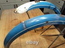 Vintage 1955 Schwinn hornet springer bicycle front and rear fenders blue