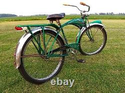 Vintage 1957 Schwinn Green Phantom bicycle. Beautiful. B6 panther hornet