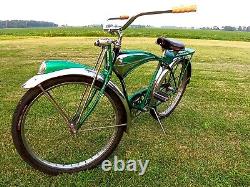 Vintage 1957 Schwinn Green Phantom bicycle. Beautiful. B6 panther hornet