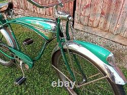 Vintage 1957 Schwinn Green Phantom bicycle. Beautiful. B6 panther hornet