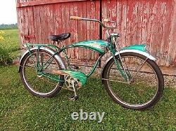 Vintage 1957 Schwinn Green Phantom bicycle. Beautiful. B6 panther hornet