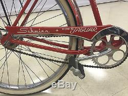 Vintage 1957 Schwinn Mark II Jaguar Red Tank Bicycle