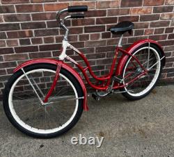 Vintage 1958 Red Ladies Schwinn Spitfire Bicycle Cruiser Bike-All Original RARE