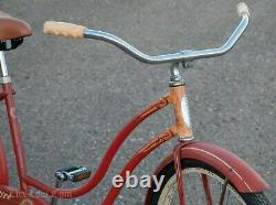 Vintage 1958 Red / Orange Ladies Schwinn Deluxe Spitfire Bicycle Cruiser Bike S7