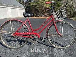 Vintage 1958 Schwinn Breeze Womens Bike Bicycle Red Chicago Wald Basket