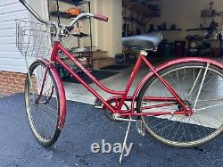 Vintage 1958 Schwinn Breeze Womens Bike Bicycle Red Chicago Wald Basket