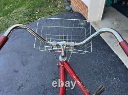 Vintage 1958 Schwinn Breeze Womens Bike Bicycle Red Chicago Wald Basket