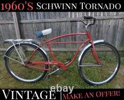 Vintage? 1960 Schwinn Tornado Straightbar Mens Bicycle Red Typhoon Tank American