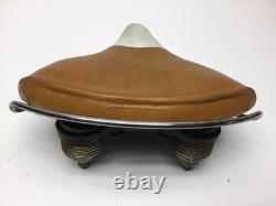 Vintage 1960s Mesinger Men's Bicycle Seat Gold White Schwinn Bike Original