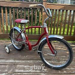 Vintage 1960s SCHWINN PIXIE Red with16 wheels, and training wheels, Untouched