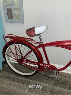 Vintage 1960s Schwinn Fleet Cruiser Bike Tank Rack Bendix 2 Speed Red Survivor