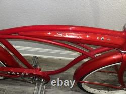 Vintage 1960s Schwinn Fleet Cruiser Bike Tank Rack Bendix 2 Speed Red Survivor