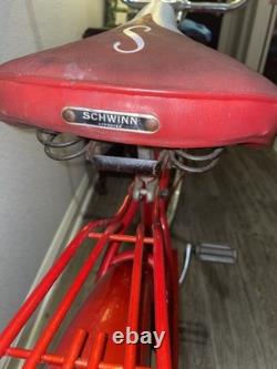 Vintage 1960s Schwinn Fleet Cruiser Bike Tank Rack Bendix 2 Speed Red Survivor