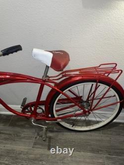 Vintage 1960s Schwinn Fleet Cruiser Bike Tank Rack Bendix 2 Speed Red Survivor