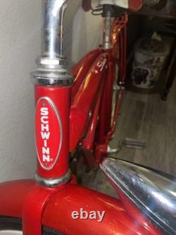 Vintage 1960s Schwinn Fleet Cruiser Bike Tank Rack Bendix 2 Speed Red Survivor
