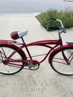 Vintage 1960s Schwinn Fleet Cruiser Bike Tank Rack Bendix 2 Speed Red Survivor