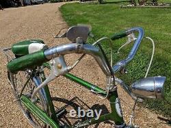 Vintage 1960s Schwinn Speedster Green Bike Bicycle headlamp Rack Barn find SE SD