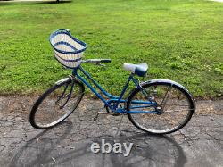 Vintage 1960s blue Schwinn Deluxe Breeze 3-speed Bike (Bicycle) withBasket&Lights